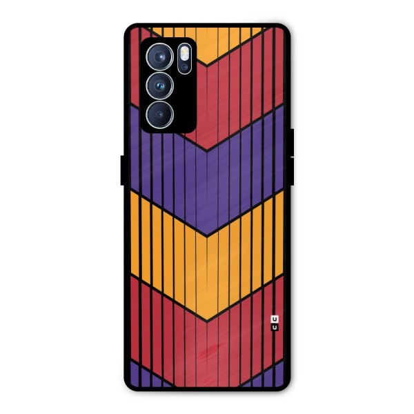 Angular Stripes Metal Back Case for Oppo Reno6 Pro 5G