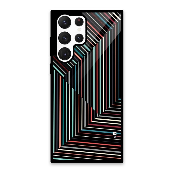 Angulars Stripes Glass Back Case for Galaxy S22 Ultra 5G