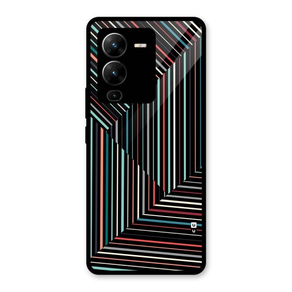 Angulars Stripes Glass Back Case for Vivo V25 Pro