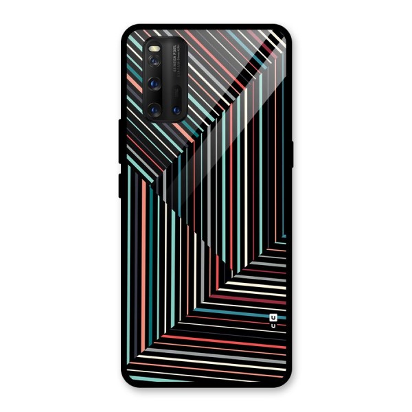 Angulars Stripes Glass Back Case for Vivo iQOO 3