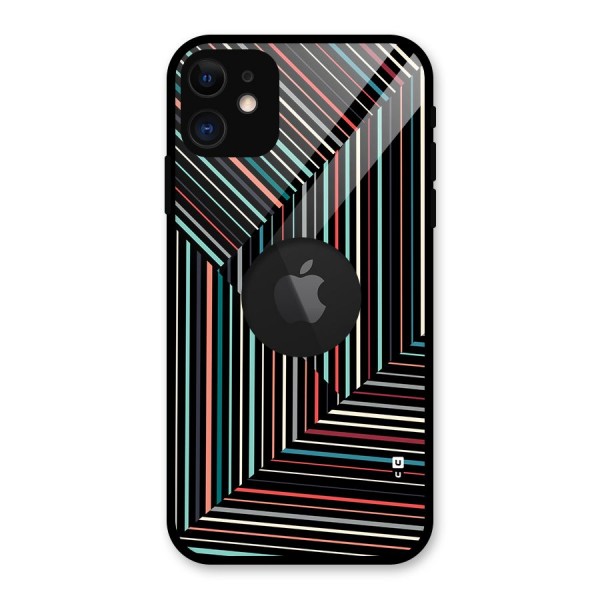 Angulars Stripes Glass Back Case for iPhone 11 Logo Cut