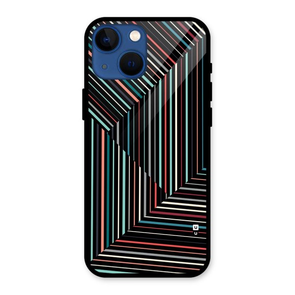Angulars Stripes Glass Back Case for iPhone 13 Mini