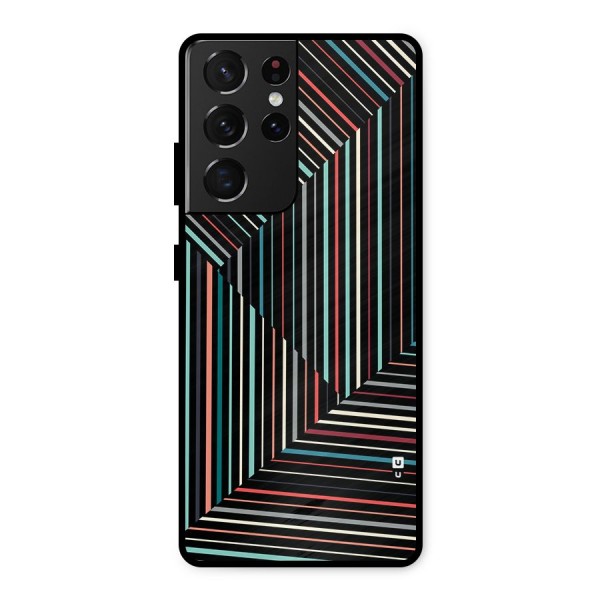 Angulars Stripes Metal Back Case for Galaxy S21 Ultra 5G