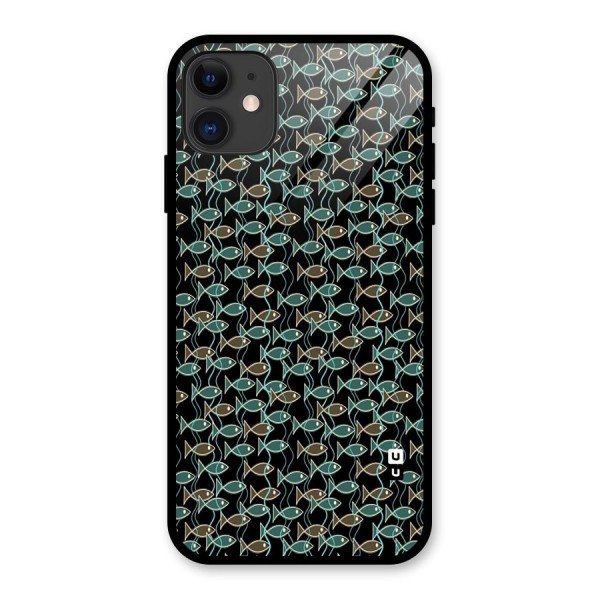 Animated Fishes Art Pattern Glass Back Case for iPhone 11
