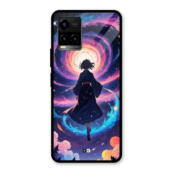 Anime Galaxy Girl Glass Back Case for Vivo Y33s