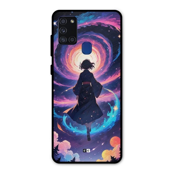 Anime Galaxy Girl Metal Back Case for Galaxy A21s
