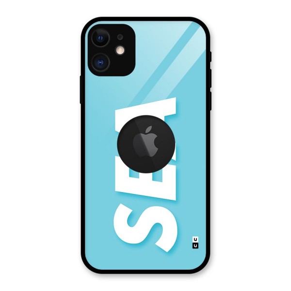 Aqua Sea Glass Back Case for iPhone 11 Logo Cut