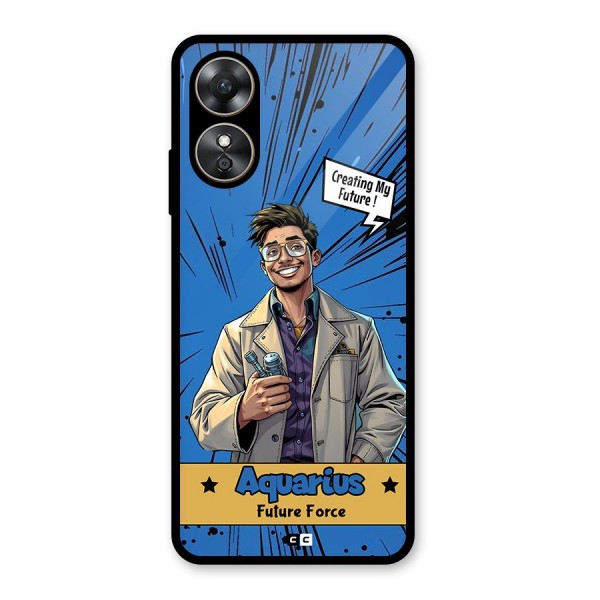 Aquarius Force Glass Back Case for Oppo A17