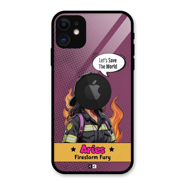 Aries Fury Glass Back Case for iPhone 11 Logo Cut