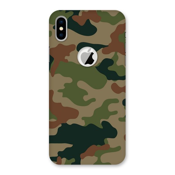 Army Camouflage Back Case for iPhone XS Logo Cut