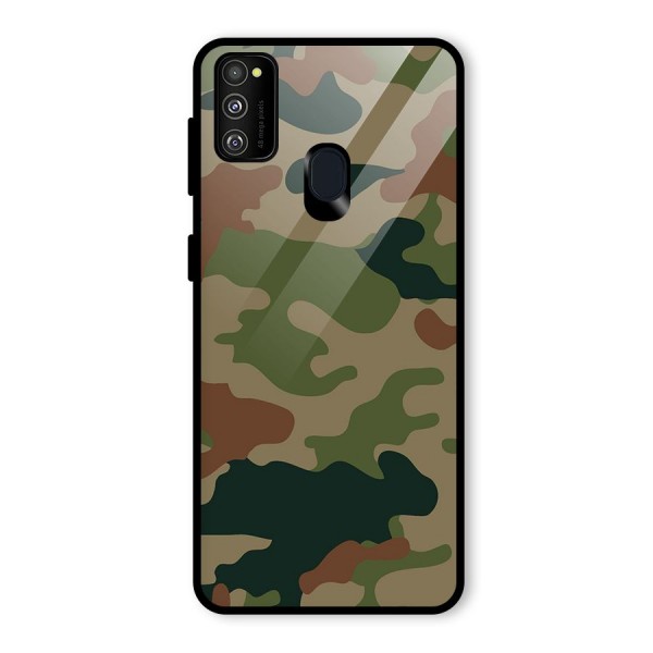 Army Camouflage Glass Back Case for Galaxy M21