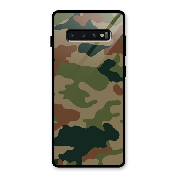Army Camouflage Glass Back Case for Galaxy S10 Plus