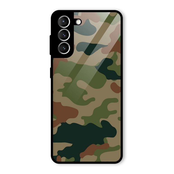 Army Camouflage Glass Back Case for Galaxy S21 5G