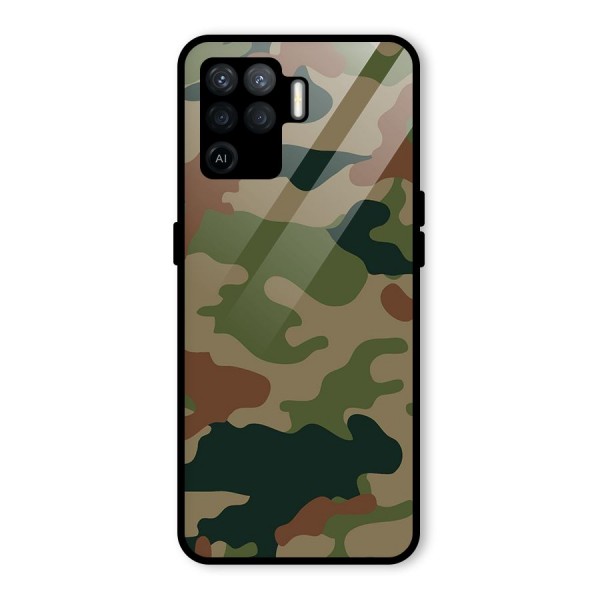Army Camouflage Glass Back Case for Oppo F19 Pro