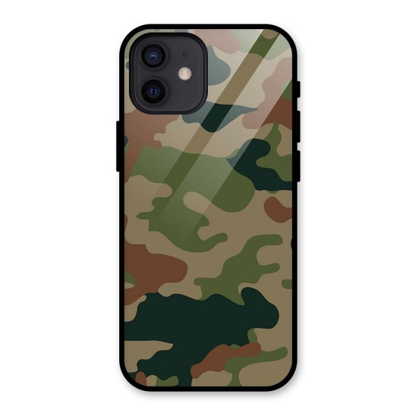 Army Camouflage Glass Back Case for iPhone 12