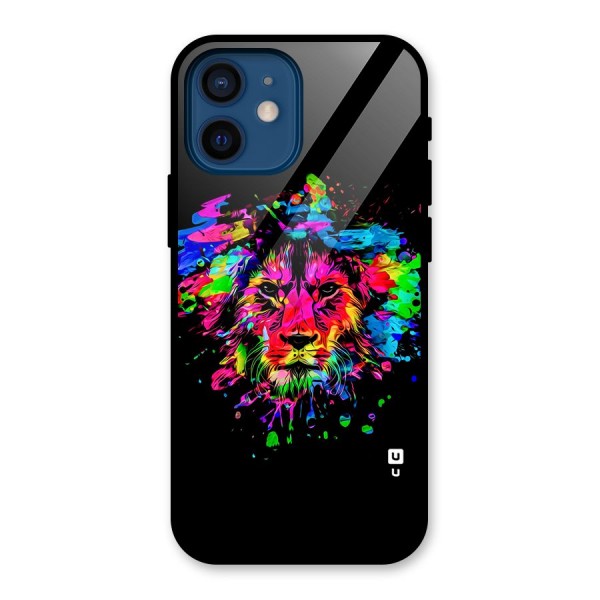 Artistic Lion Art Splash Glass Back Case for iPhone 12 Mini