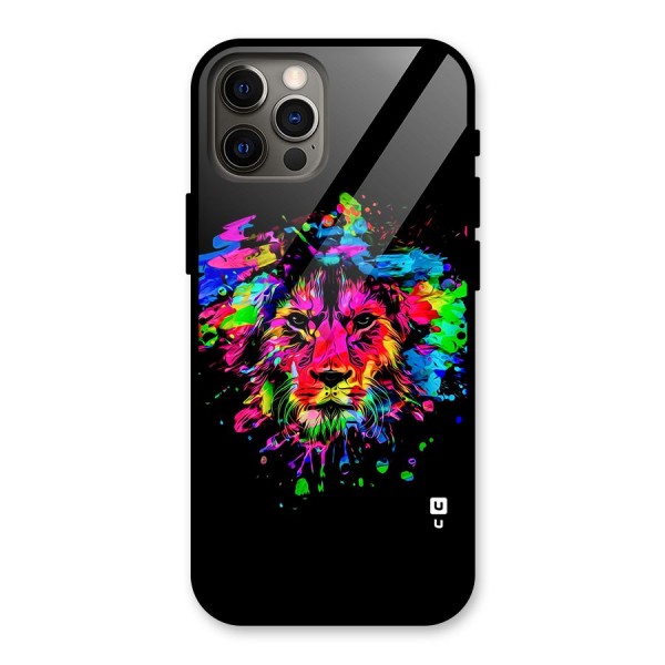 Artistic Lion Art Splash Glass Back Case for iPhone 12 Pro