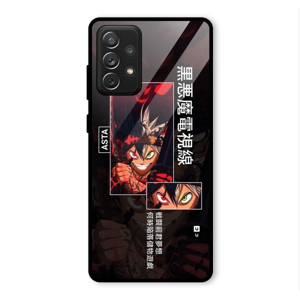 Asta Black Clover Glass Back Case for Galaxy A72
