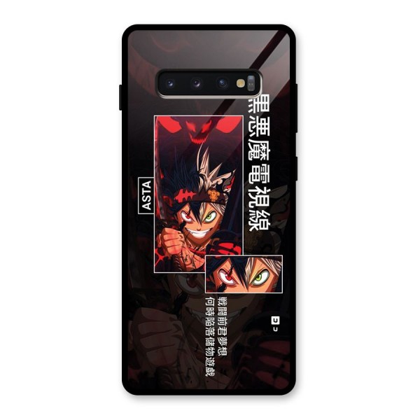 Asta Black Clover Glass Back Case for Galaxy S10 Plus