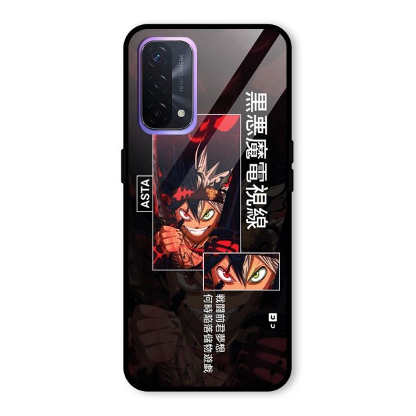 Asta Black Clover Glass Back Case for Oppo A74 5G
