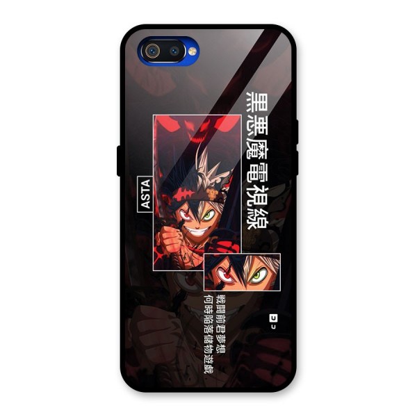 Asta Black Clover Glass Back Case for Realme C2