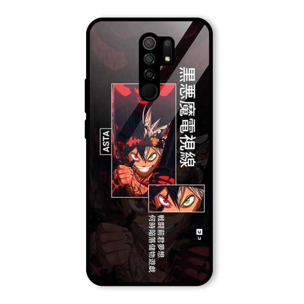 Asta Black Clover Glass Back Case for Redmi 9 Prime