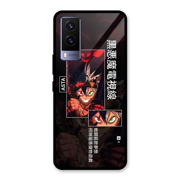 Asta Black Clover Glass Back Case for Vivo V21e 5G