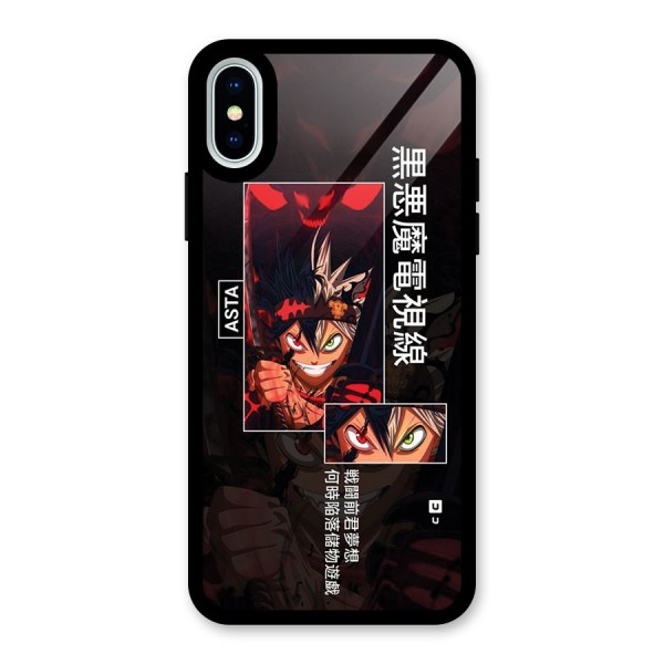 Asta Black Clover Glass Back Case for iPhone XS