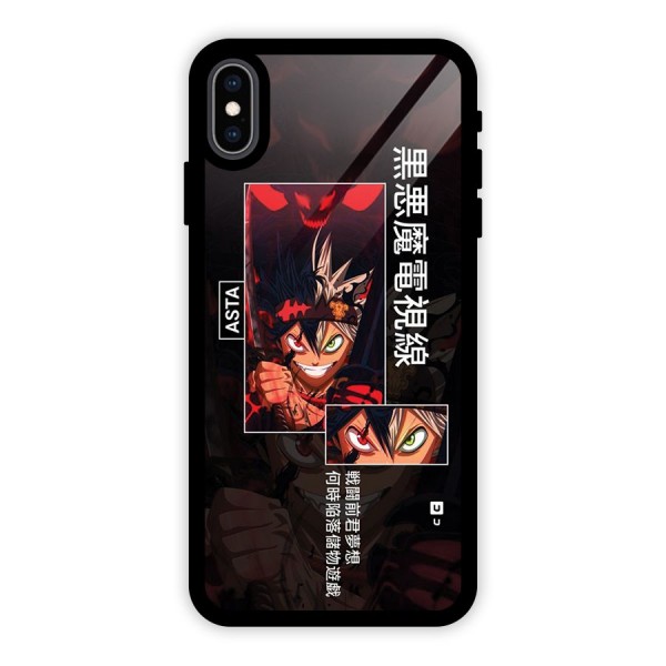 Asta Black Clover Glass Back Case for iPhone XS Max