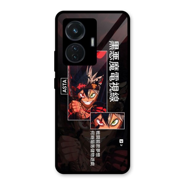 Asta Black Clover Glass Back Case for iQOO Z6 44W