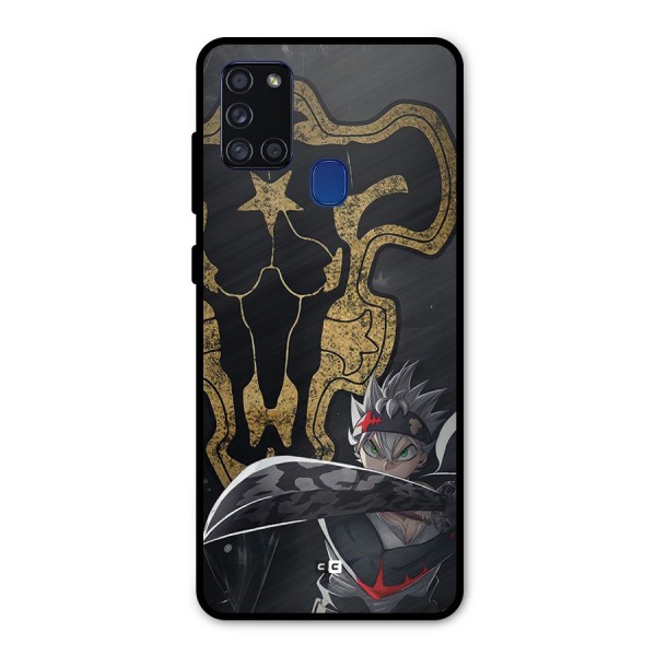 Asta With Black Bulls Metal Back Case for Galaxy A21s