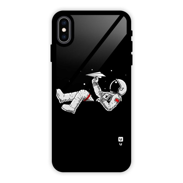 Astronaut Aeroplane Glass Back Case for iPhone XS Max