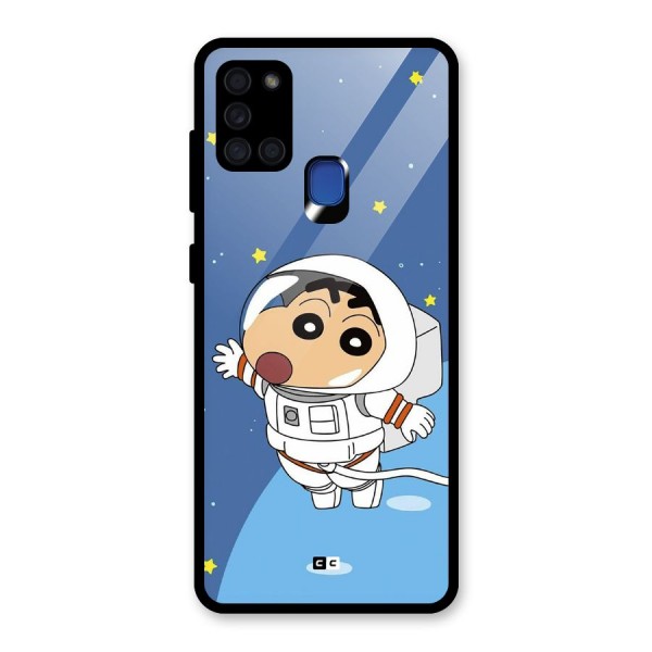 Astronaut Shinchan Glass Back Case for Galaxy A21s