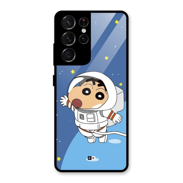 Astronaut Shinchan Glass Back Case for Galaxy S21 Ultra 5G