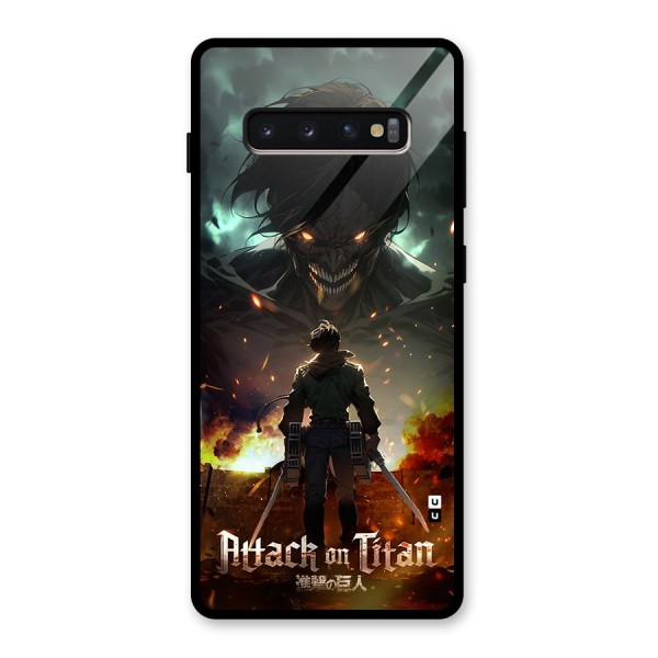 Atack On Titan Glass Back Case for Galaxy S10 Plus
