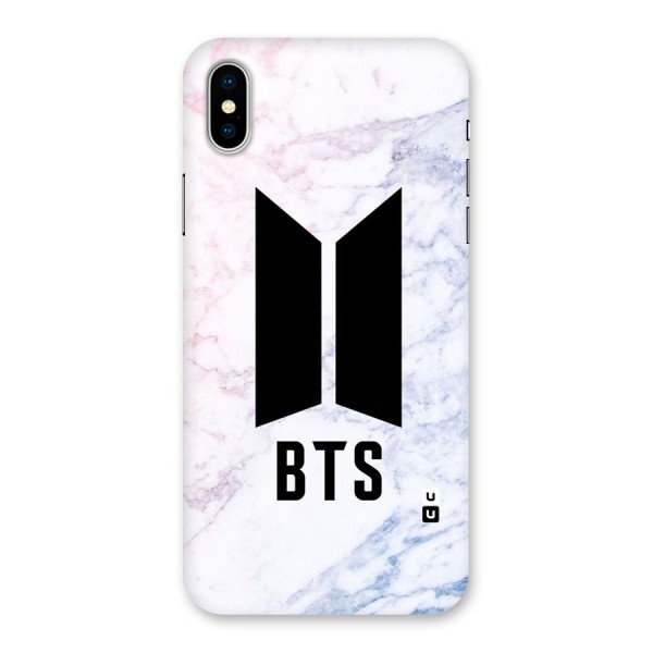 BTS Logo Marble Print Back Case for iPhone XS