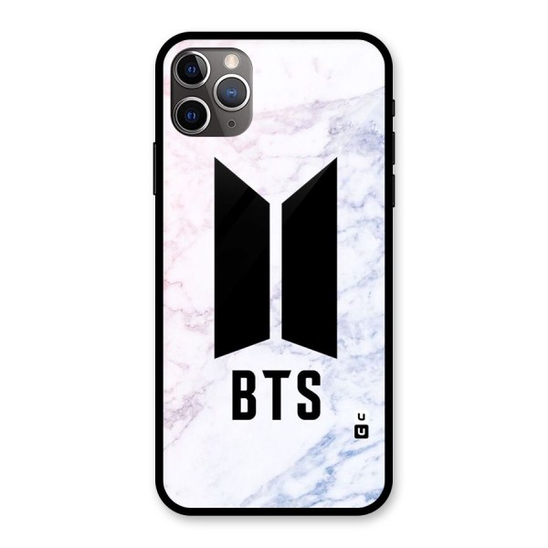 BTS Logo Marble Print Glass Back Case for iPhone 11 Pro Max