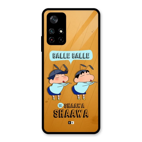 Balle Balle Shinchan Glass Back Case for Poco M4 Pro 5G