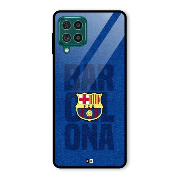 Barcelona Typography Glass Back Case for Galaxy F62