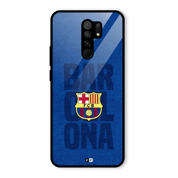 Barcelona Typography Glass Back Case for Redmi 9 Prime