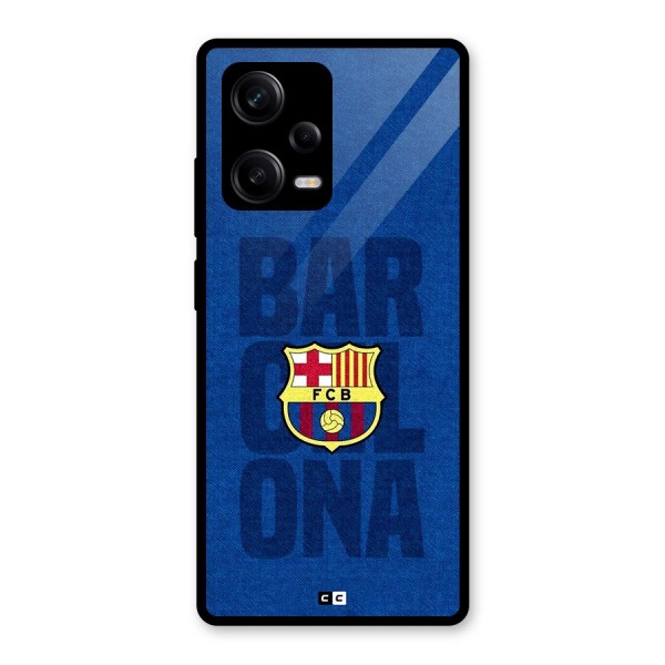 Barcelona Typography Glass Back Case for Redmi Note 12 Pro