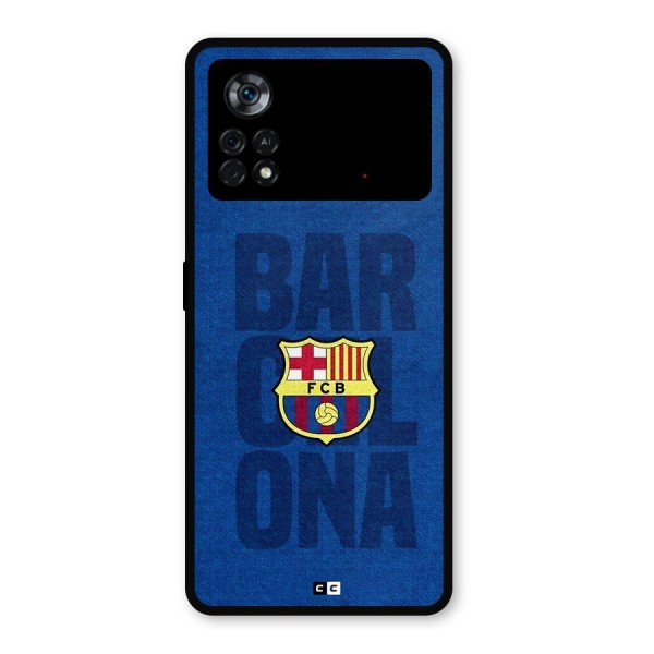 Barcelona Typography Metal Back Case for Poco X4 Pro 5G