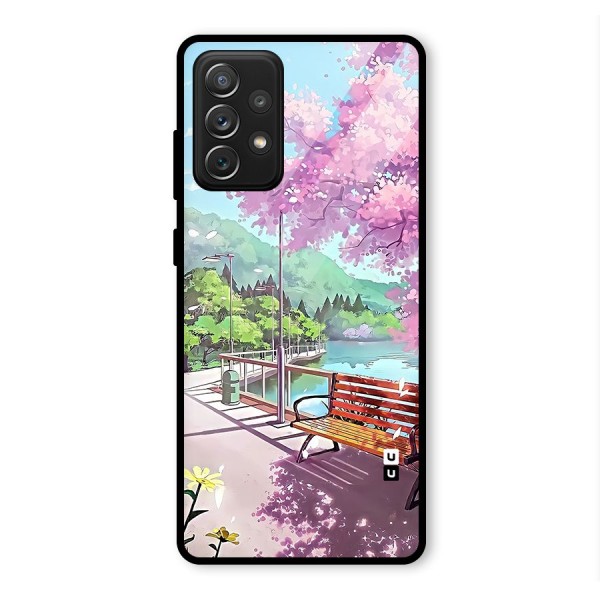 Beautiful Cherry Blossom Landscape Glass Back Case for Galaxy A72