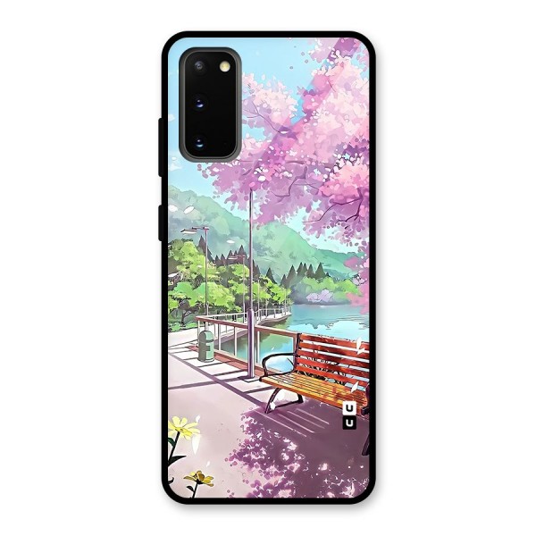 Beautiful Cherry Blossom Landscape Glass Back Case for Galaxy S20