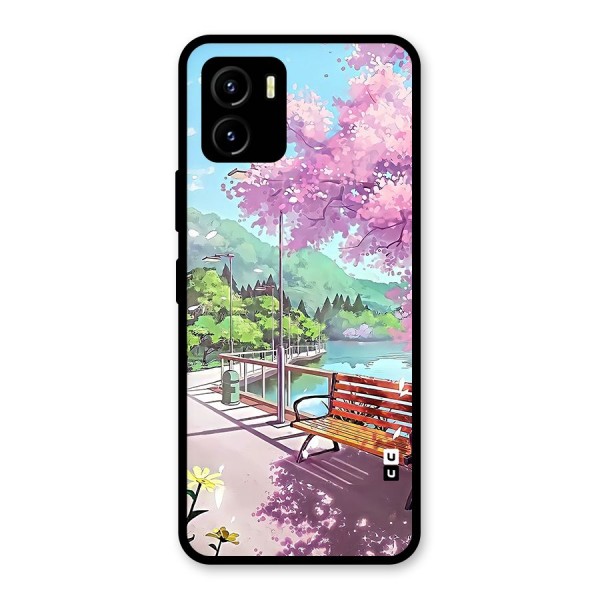 Beautiful Cherry Blossom Landscape Glass Back Case for Vivo Y15s