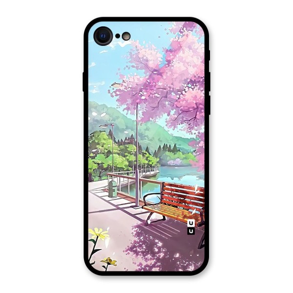 Beautiful Cherry Blossom Landscape Glass Back Case for iPhone 8