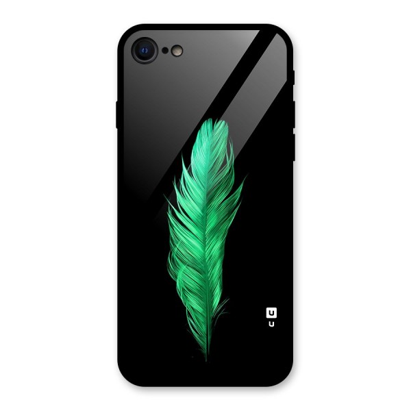 Beautiful Green Feather Glass Back Case for iPhone SE 2020