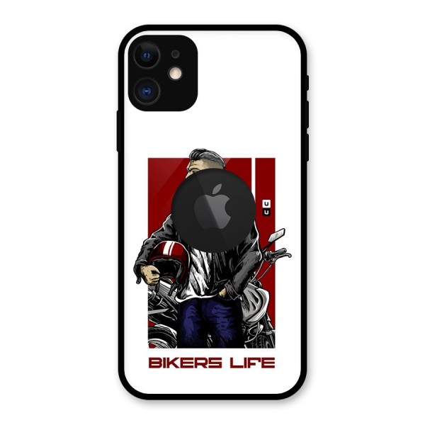 Biker Life Glass Back Case for iPhone 11 Logo Cut