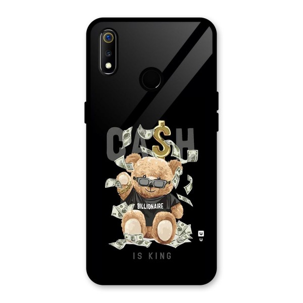 Billionaire Teddy Glass Back Case for Realme 3