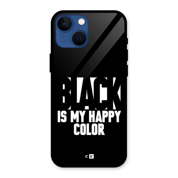 Black My Happy Color Glass Back Case for iPhone 13 Mini
